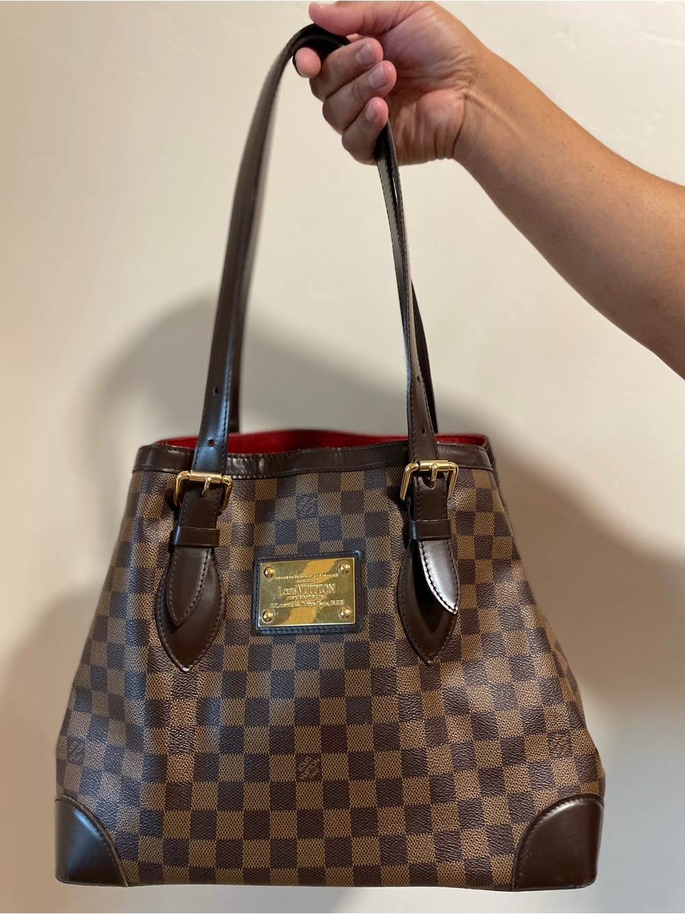 Authentic Louis Vuitton Damier Ebene Hampstead MM Shoulder Bag